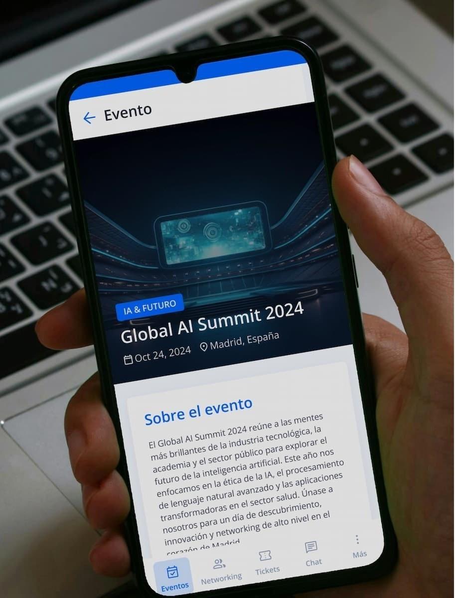 Mano sosteniendo la aplicación móvil de Kipu mostrando un ticket digital con código QR